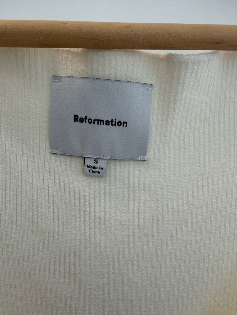 Reformation Cream Ribbed V-Neck Slip - Picture 3 of 5